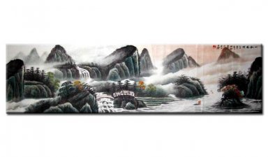 Air Terjun Dan Moutains - Lukisan Cina