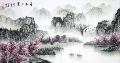 L\'eau et l\'arbre - Fangzi - Peinture chinoise