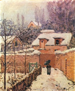 Jardín en Louveciennes en la nieve 1874