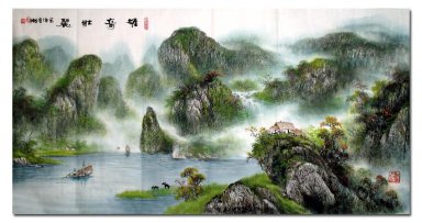 A viagem de barco - Pintura Chinesa