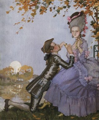 En ungdom på knä framme av en Lady 1916