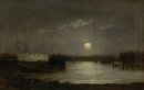 Untitled (Moon Over a Harbor)