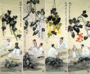 Philosophe, jeu de 4 - peinture chinoise