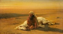 Arabe et un cheval mort