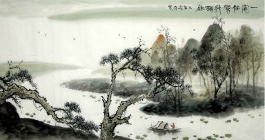 Pohon Dan Sungai - Lukisan Cina