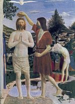 El bautismo del detalle de Cristo 1450