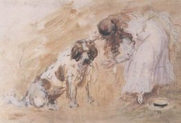 Girl and St. Bernard Dog