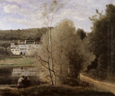 El estanque y las casas Cabassud En Ville D Avray 1860