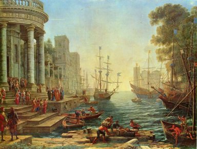 Seaport med ilastningen av St Ursula 1641