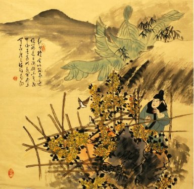 Bermain Burung - Lukisan Cina