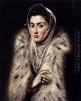 Eine Dame in einem Pelz-Verpackungs 1577-1580
