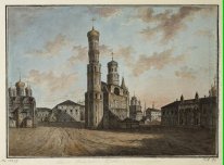 Ivan de Grote Klokkentoren en Chudov Monastery in het Kremlin