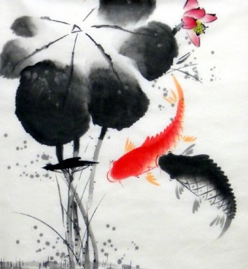 Peixe-Lotus - pintura chinesa