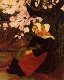 Two Breton Women Under A Flowering Apple Tree 1890 Two Breton Women Under A Flowering Apple Tree 1890