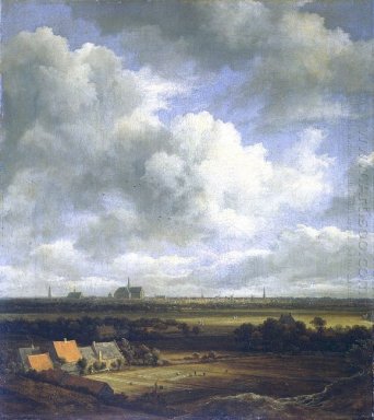 View of Haarlem with bleaching fields in the foreground