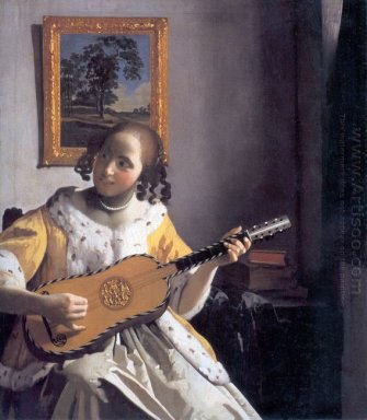 mulher do youg que joga uma guitarra