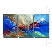 Hand-painted Abstract Oil Painting - Set of 3