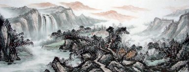 Montagne et cascade - Peinture chinoise