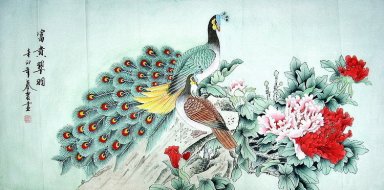 Peacock - Peony - la pintura china