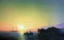 Puesta de sol en la costa de Crimea 1856