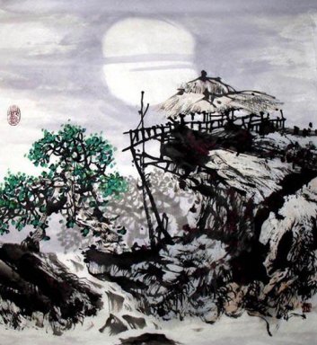 Árvore e casa - Fangzi - Pintura Chinesa