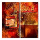 Hand-painted Abstract Oil Painting - Set of 2