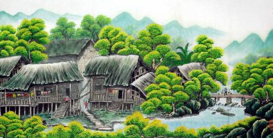 Un petit village - Peinture chinoise