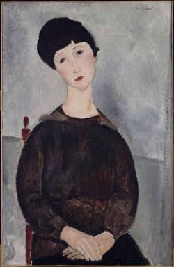 Молодая девушка брюнетка сидит 1918