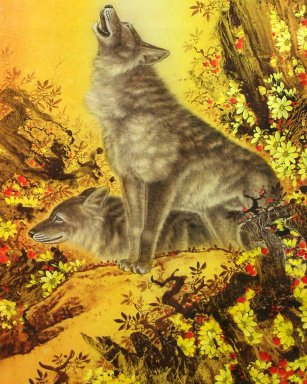 Wolf - chinesische Malerei (Famous)