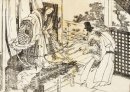 Seorang Wanita Dalam Shinto Shrine Ini Memiliki Tongkat Dengan A