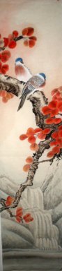 Birds & Red Leaves - Lukisan Cina