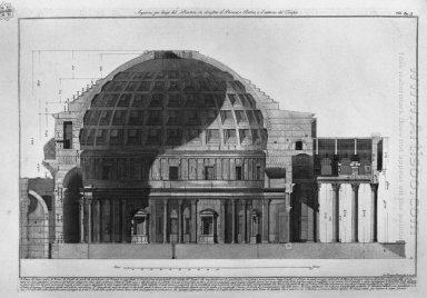 Sezione Along The Pantheon che mostra il Pronao o Portico An