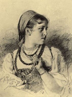 Portret van T Een Mamontova 1879