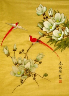 Magnolia & Birds - Chinesische Malerei