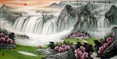Cascade de Huangguoshu au printemps - peinture chinoise