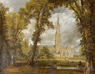 syn på den Salisbury domkyrkan från biskopens s grunder