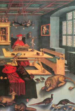 Albrecht Of Brandenburg Som St Jerome i hans studie 1526