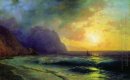 Zonsondergang Aan Zee 1853
