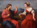Christus en de Barmhartige Samaritaan vrouw in de goed