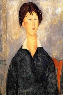 retrato de una mujer con un collar blanco 1919