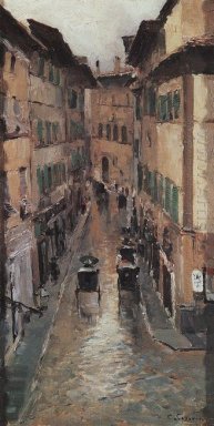En Florence Street In The Rain 1888