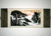 Landscape Dengan Awan - Mounted - Lukisan Cina