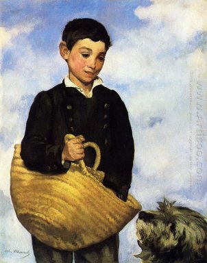 un niño con un perro 1861