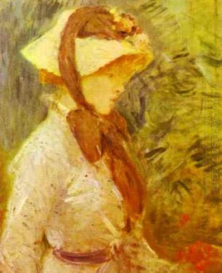 Mujer joven con un sombrero de paja