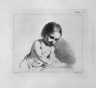 Die Jungfrau und Kind in Halb Abbildung in die Arme von Guercino