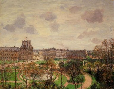 сад Лувра утренней серой погоды 1899
