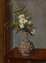 Vita blommor i en vas Dekorerad 1906