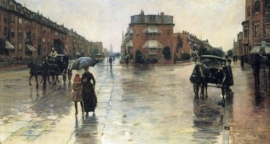 A Rainy Day In Boston 1885