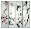 Птицы и цветы - FourInOne - китайской живописи