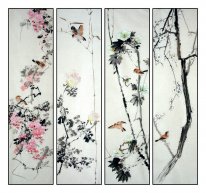 Birds & Flowers - FourInOne - Chinesische Malerei